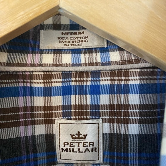 Peter Millar 100% Cotton Plaid Fall Tone Button Down - Picture 2 of 8